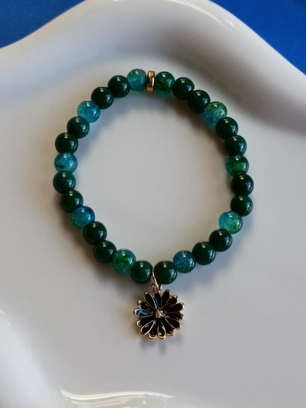 Midnight Daisy Kids Bracelet | Handmade Beaded Bracelet | 5.5